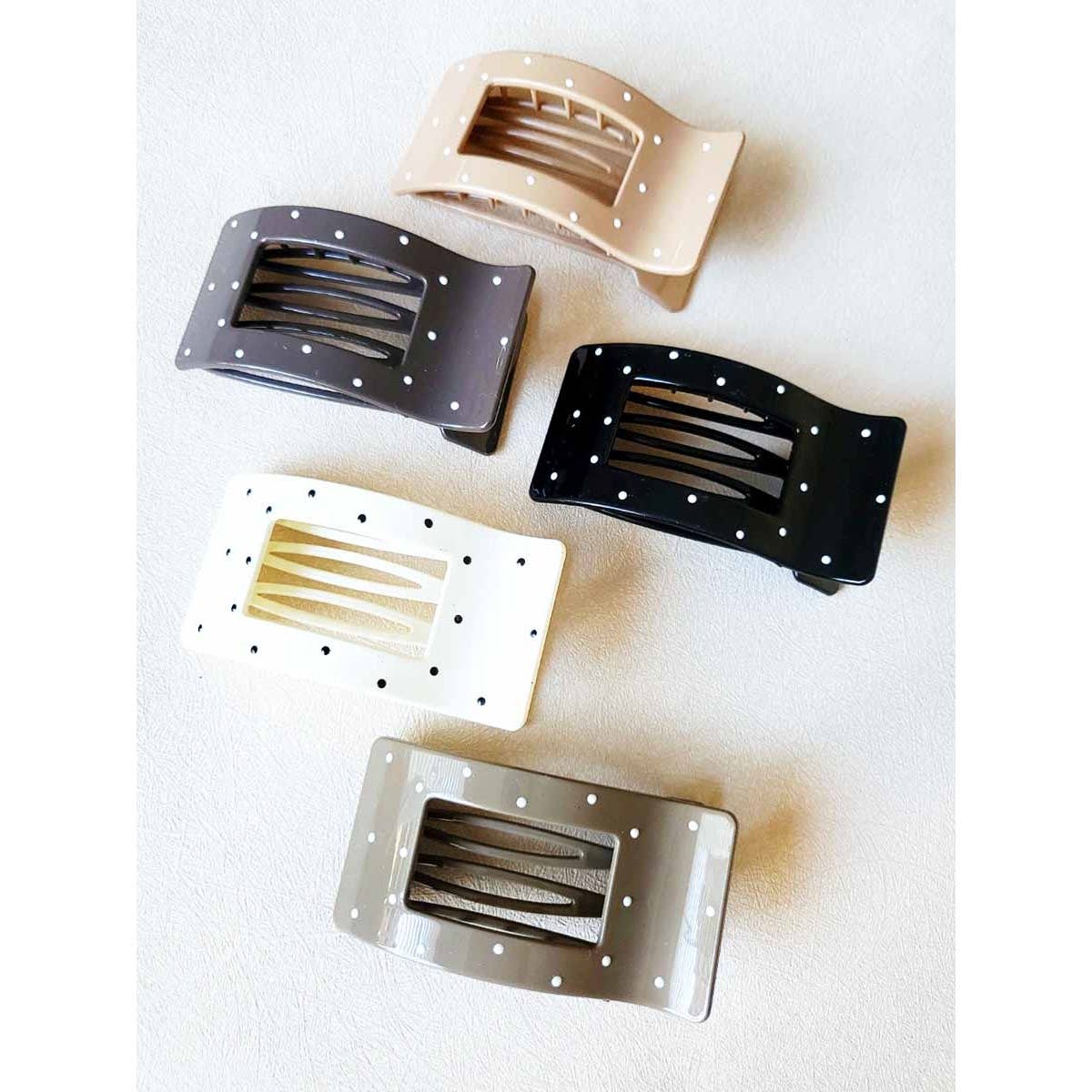 Rectangle Polka Dot Flat Hair Claw Clips
