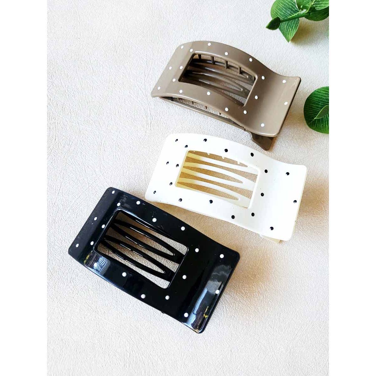 Rectangle Polka Dot Flat Hair Claw Clips