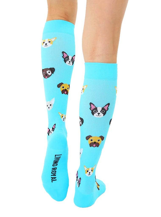 Compression Socks (15-20mmHg) - Dog Lover - Blue