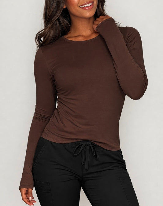 Double Layered Crew Neck Long Sleeve Top