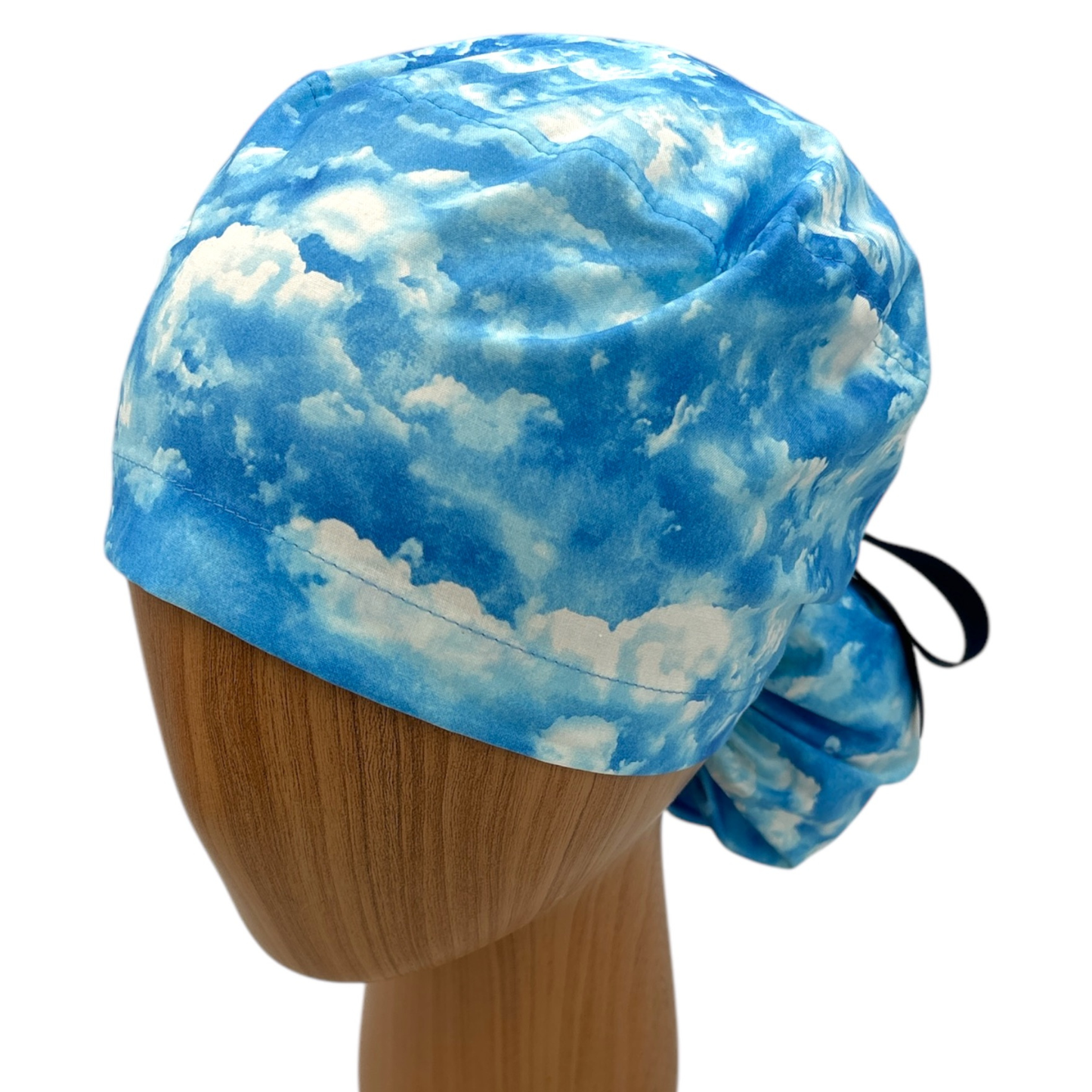 Blue Sky Scrub Cap Pony Tail Scrub Hat Ribbon Tie