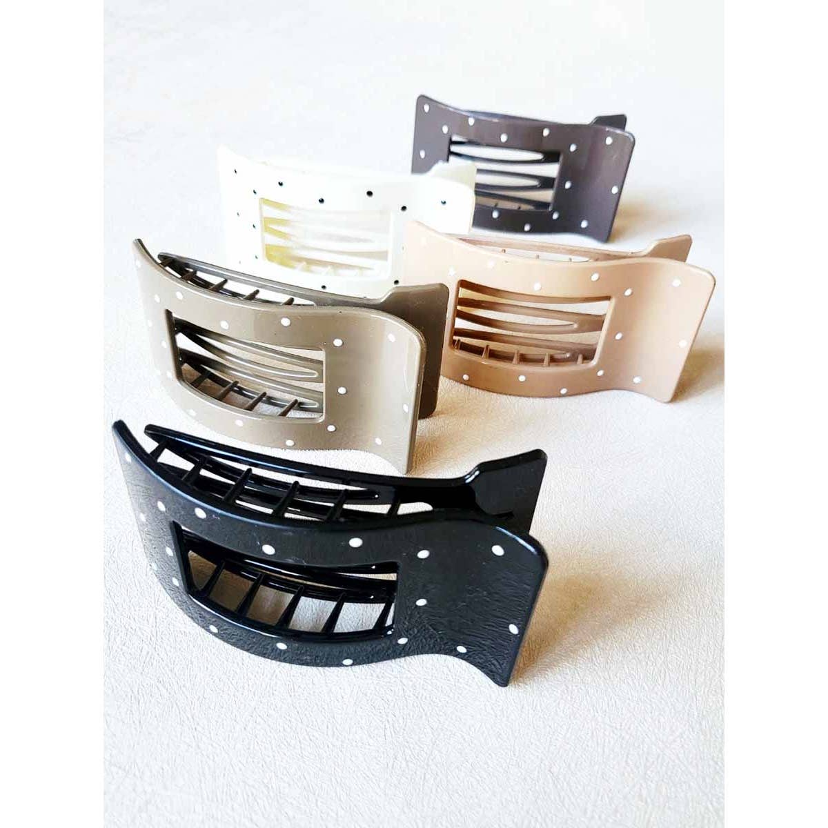 Rectangle Polka Dot Flat Hair Claw Clips