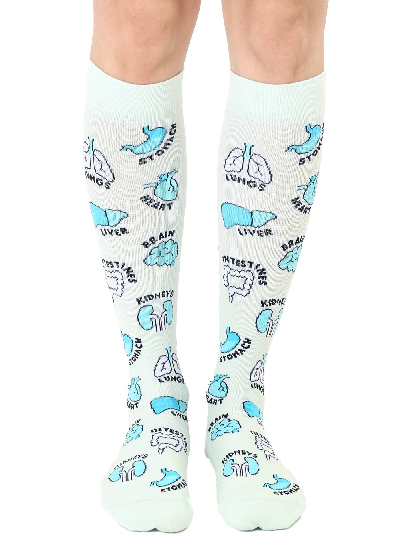 Compression Socks (15-20mmHg) - Body Organs - Pale Blue