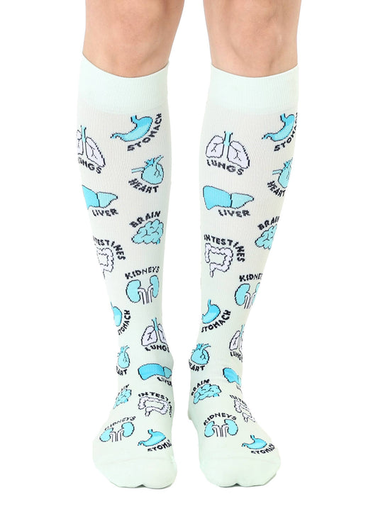 Compression Socks (15-20mmHg) - Body Organs - Pale Blue