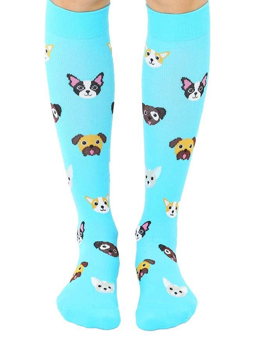 Compression Socks (15-20mmHg) - Dog Lover - Blue