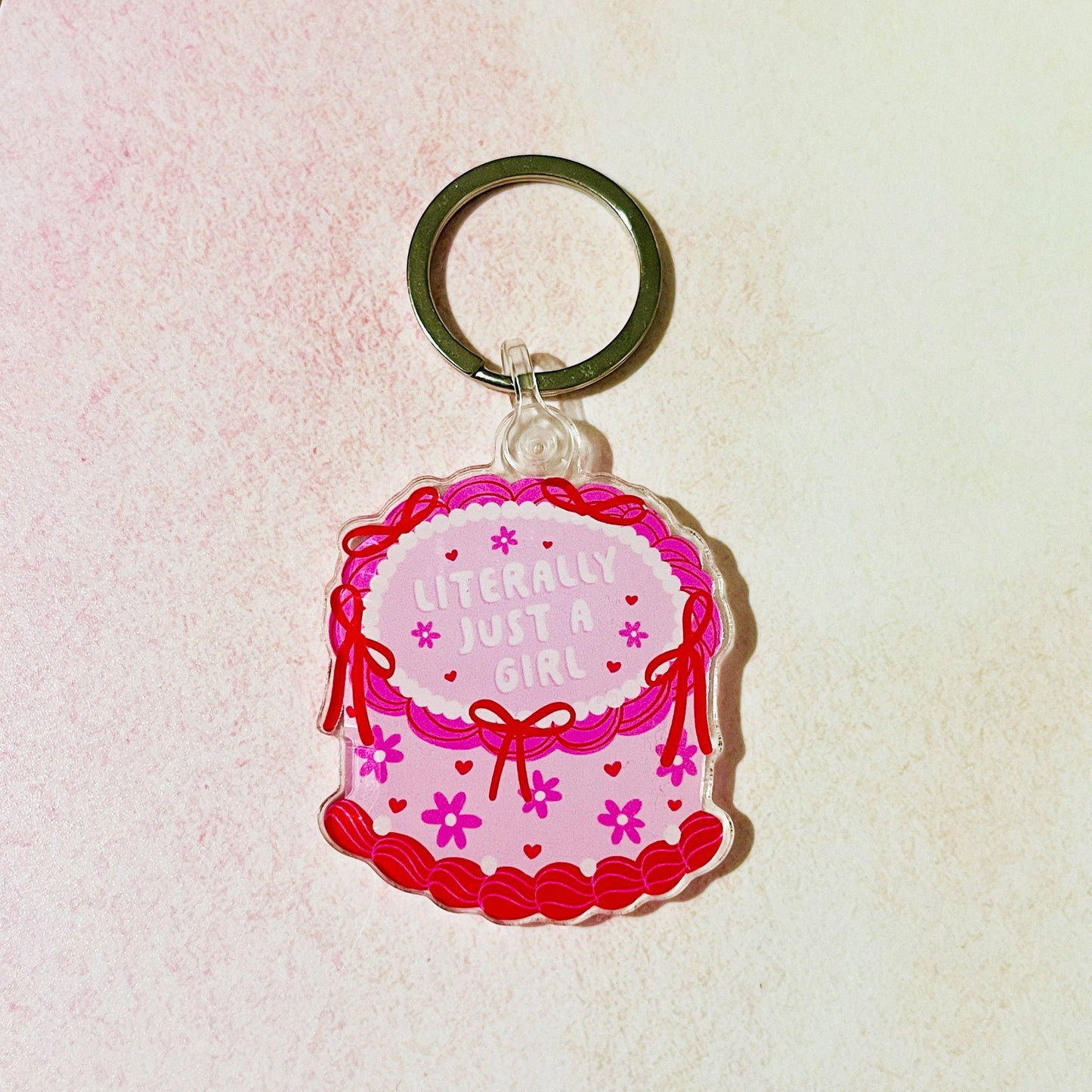 Acrylic Keychain, Literally Just a Girl Cake